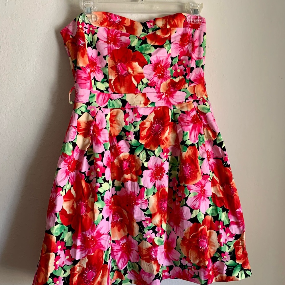 Strapless Floral Mini Dress